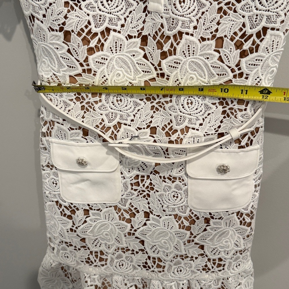 Self-Portrait White Lace Pocket Minidress - Picture 11 of 14